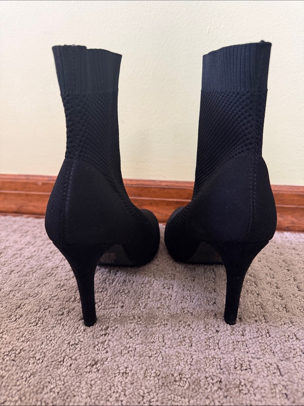MIA Black Knit Pointed-Toe Sock Ankle Booties - Picture 4 of 5